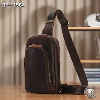 Crazy Horse Leather Men's Retro Classic Chest Bag
