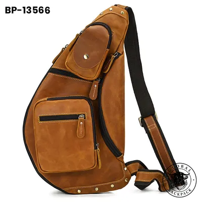 Retro Crazy Horse Leather Men's Genuine Leather Chest Bag