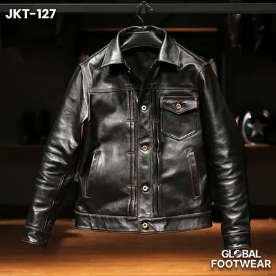 Men’s Genuine Leather 506 Vintage Leather Retro Amekaji Style Jacket