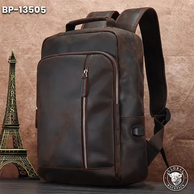 Genuine Leather 15.6" Large Capacity Travel  Laptop Backpack