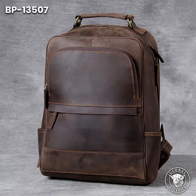 Retro Crazy Horse Leather Large Capacity Backpack
