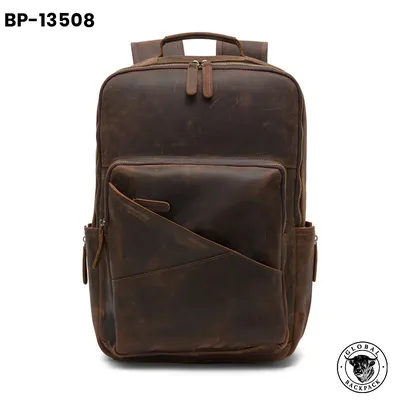 Genuine Crazy Horse Leather Men’s Laptop Backpack