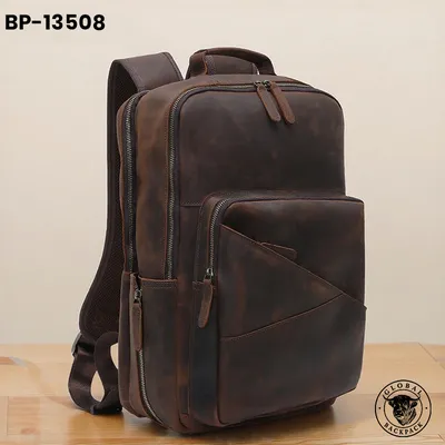 Genuine Crazy Horse Leather Men’s Laptop Backpack