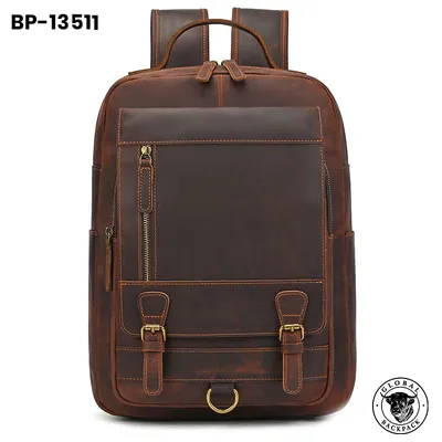 Men's Genuine American Retro Crazy Horse Leather Backpack