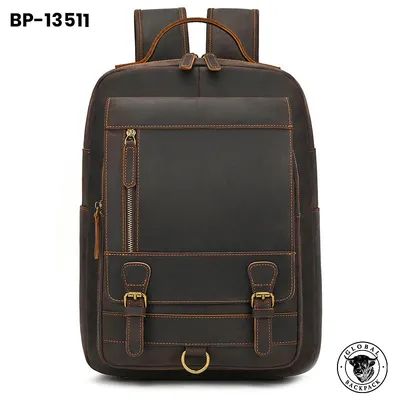 Men's Genuine American Retro Crazy Horse Leather Backpack