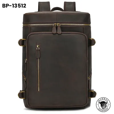 Vintage Men’s Crazy Horse Leather Large Capacity Backpack