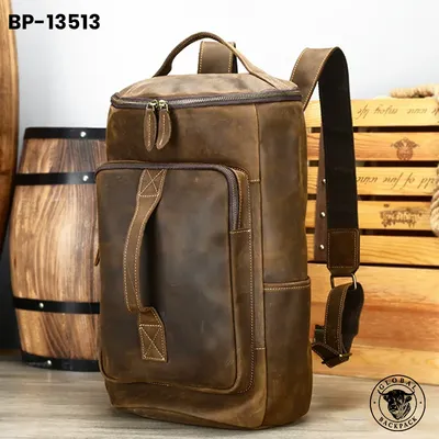 Men’s Retro Crazy Horse Leather Travel Backpack