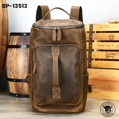 Men’s Retro Crazy Horse Leather Travel Backpack