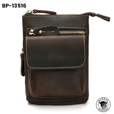 Genuine Cowhide Men’s Crazy Horse Leather Waist Bag