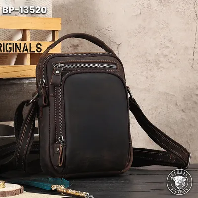 Men's Retro Crazy Horse Leather Crossbody Bag