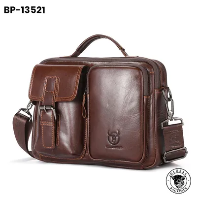 BULLCAPTAIN Men's Genuine Leather Retro Shoulder Bag