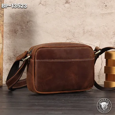 Men's Full Grain Cowhide Leather Retro Messenger Bag