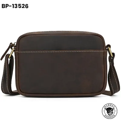 Men's Genuine Crazy Horse Leather Small Crossbody Bag