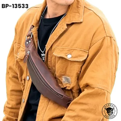 Men's  Captain Cow Vintage Crazy Horse Leather Waist Bag