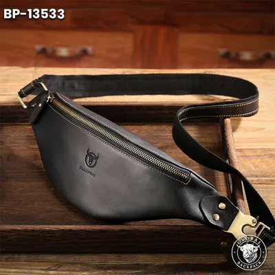 Men's  Captain Cow Vintage Crazy Horse Leather Waist Bag