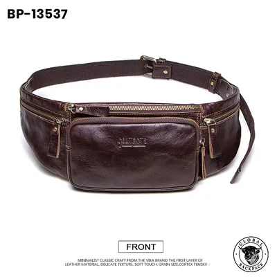 Black Angel Genuine Leather Men's Sports Waist Bag
