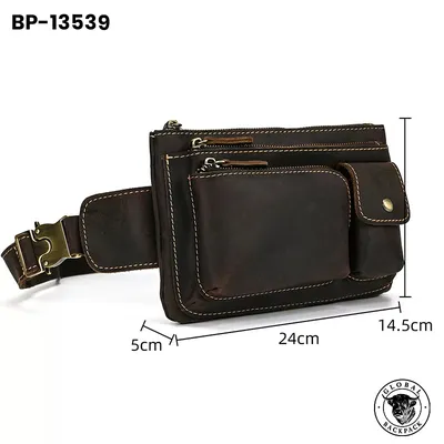 Men's Crazy Horse Leather 3-Layer Multifunctional Chest Bag