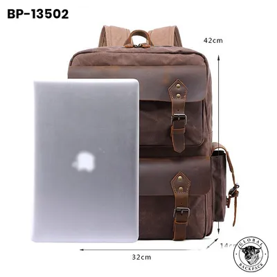 Men's  Retro Crazy Horse Leather Bag Oil Wax Backpack
