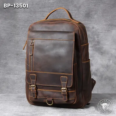 Crazy Horse Leather Large Capacity Backpack
