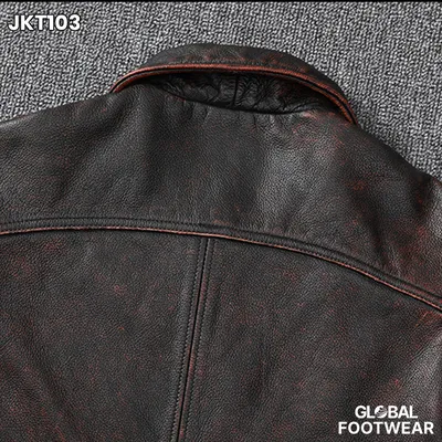 American Vintage Distressed Cowhide Leather Denim Jacke