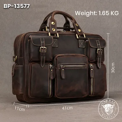 Men's Genuine Leather Top Layer Cowhide  Business Briefcase