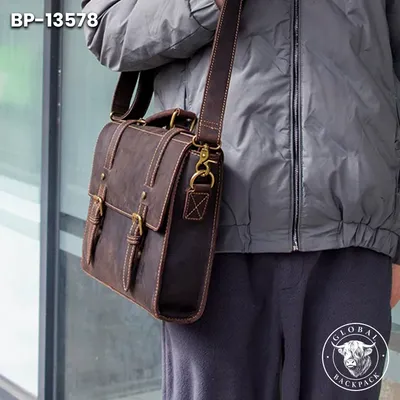 Genuine Crazy Horse Leather Men's Business Briefcase