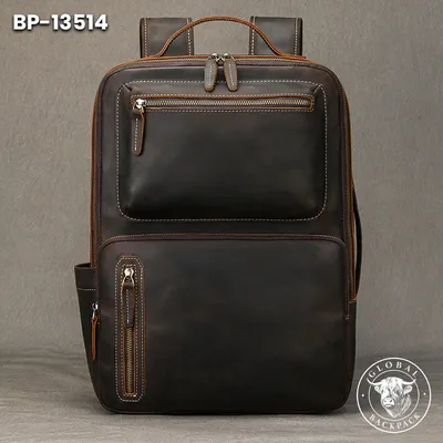 Men's Genuine Leather Vintage Crazy Horse Leather Backpack