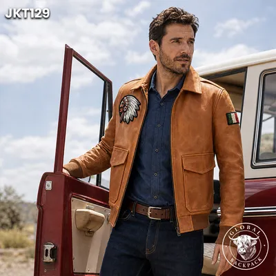 Men’s Genuine  Leather Vintage 1.8mm Flight Jacket