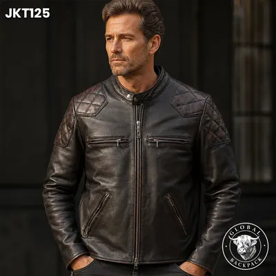Men’s Genuine Cowhide Beckham Inspired Tea Core Leather Jacket