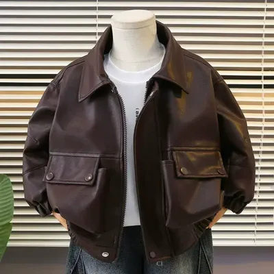 New Children's Cool Biker Leather Jacket