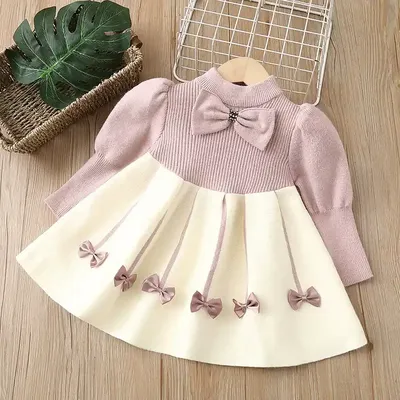 Girls' Tie Small Fragrance Style Sweet Princess Dress