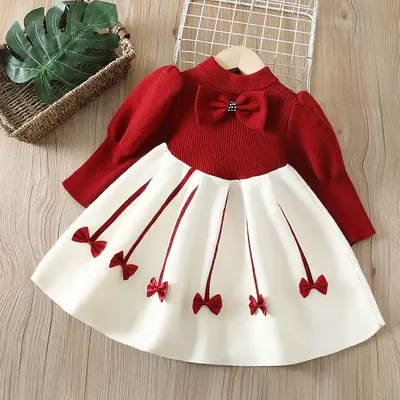Girls' Tie Small Fragrance Style Sweet Princess Dress