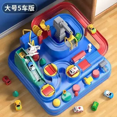 Kids' Car Track Adventure Toy with Sliding Parking Garage
