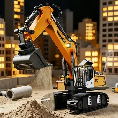 Channel RC Excavator & Dump Truck Toy