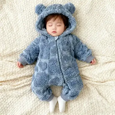Baby Winter Korean Style fleece-lined Jumpsuit