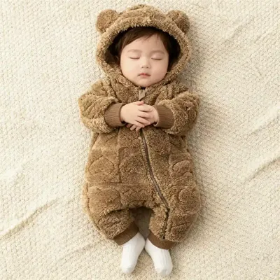 Baby Winter Korean Style fleece-lined Jumpsuit