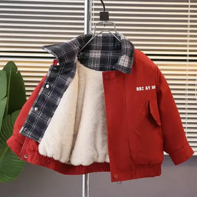 Boys' Faux Cotton Jacket With Fleece Lining