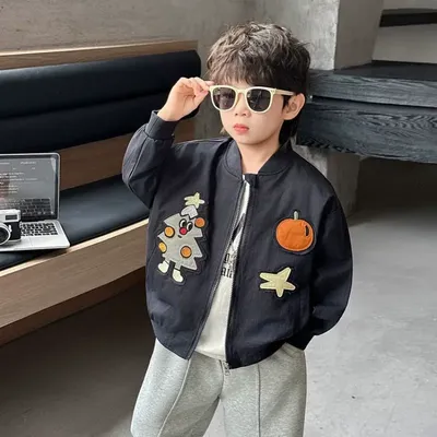 Children's Korean style sports cardigan coat