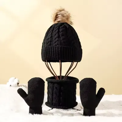 Winter Kids Beanie Set Scarf Hats