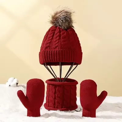 Winter Kids Beanie Set Scarf Hats
