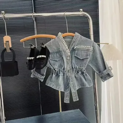 New Korean Style Girls' Denim Short Top Jacket