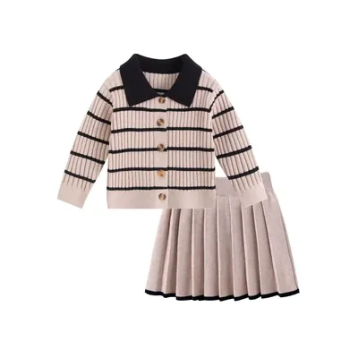Girls Sweater, Stylish Pleated Skirt Two-Piece Set