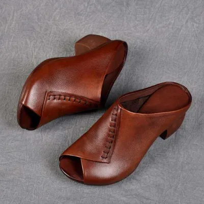 Elegant Woman Shoes Summer With Mid Heels Sandal