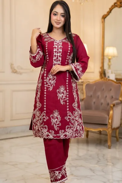 Grace Palette // Premium Embroidery Work Cotton Fabric // Co-Ord’s 2PCS Set