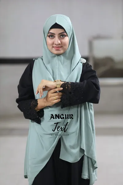 জিপার সিস্টেম এক্সট্রা লার্জ হিজাব Colour Name-Water Green