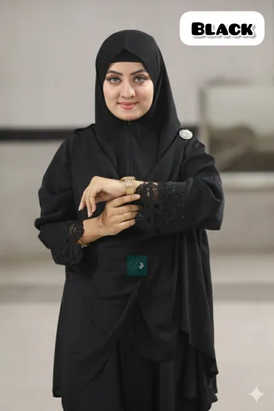 জিপার সিস্টেম এক্সট্রা লার্জ হিজাব Colour Name-Black