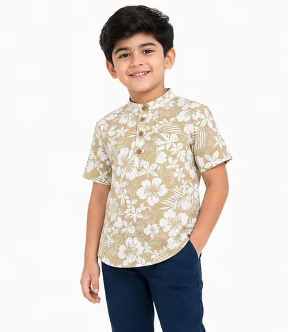 Beige Floral Boys Shirt