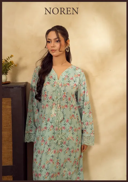 Pakistani Original Guzel new volume NYRA Printed Embroidery Lawn Kafta Stitched 2Pc _ Sky Blue
