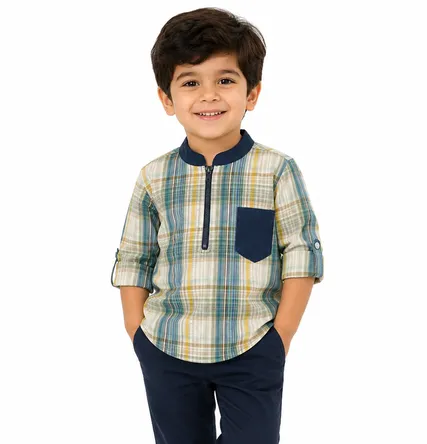 Light Check Boys Zip Shirt – 2-8 Years