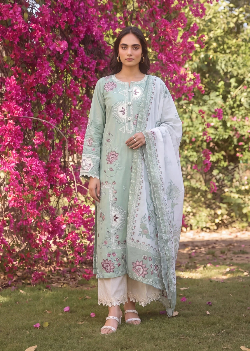 Original Pakistani Sahiba's By Mirza Stitched Lawn 3Pc _ Mint 